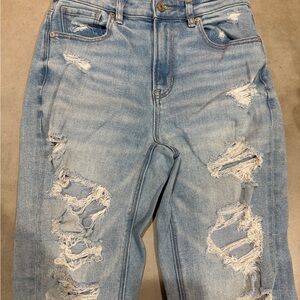 American Eagle Outfitters Light Blue Distressed Straight Leg Jeans